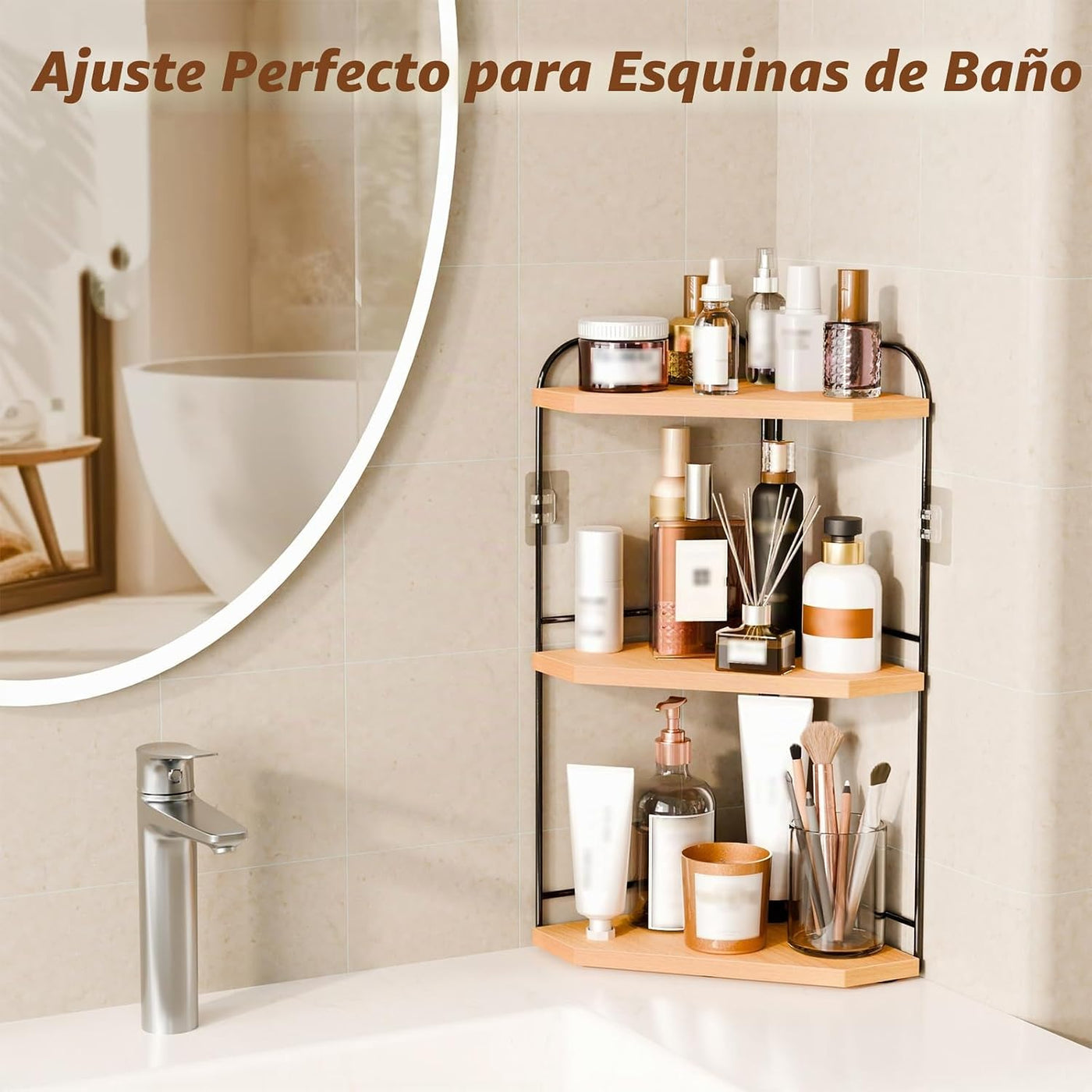 Naeqieo Organizador de esquina para encimera de baño, organizador d...