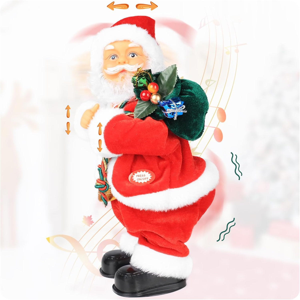 SdeNow Divertido juguete de peluche animado de Papá Noel Twerking c...