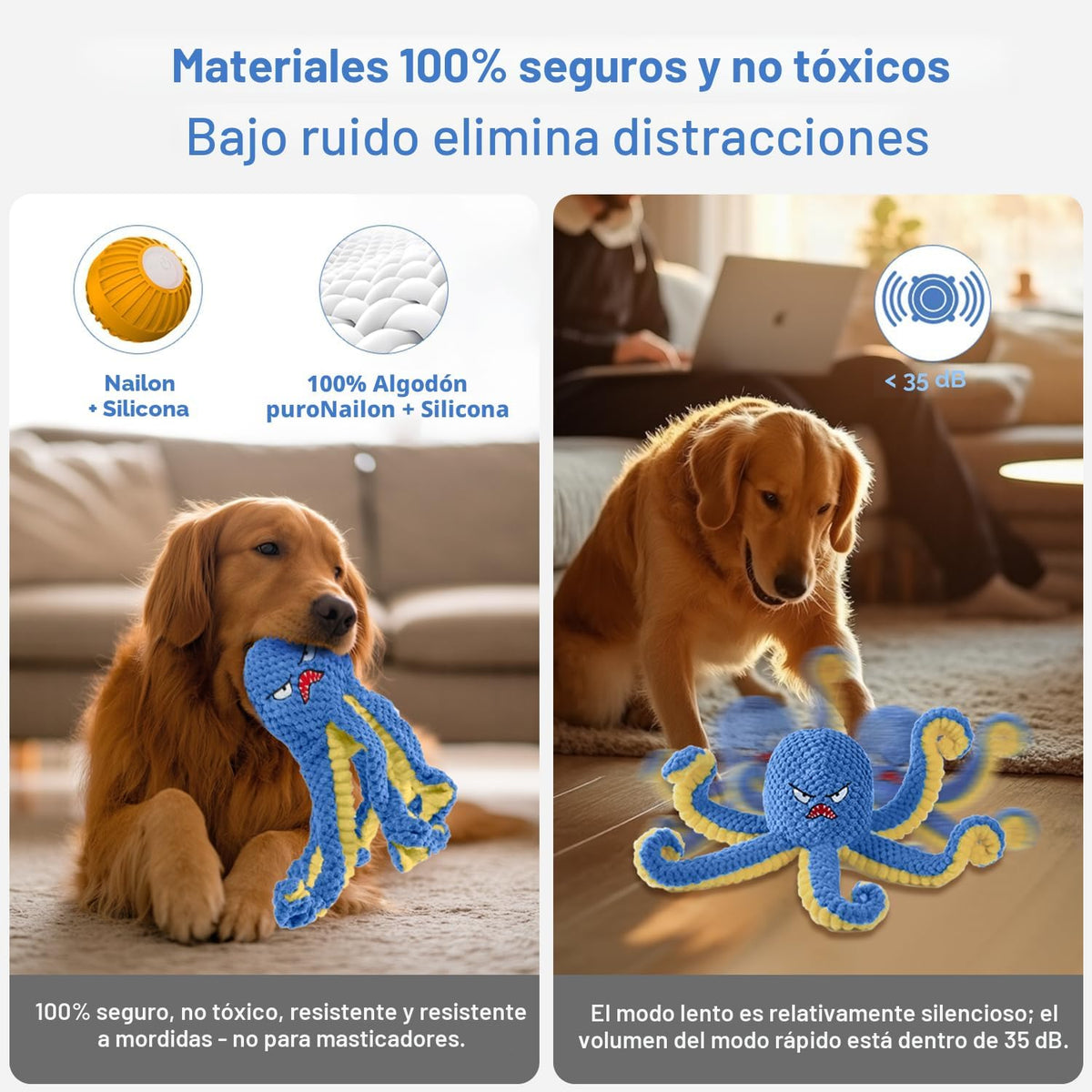 Qraxond Juguetes Interactivos para Perros Pulpo, Juguete de Salto A...