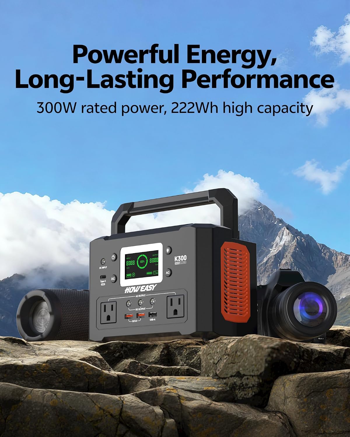 HOWEASY Estación De Energía Portátil 300W,Generador Solar 222Wh | T...