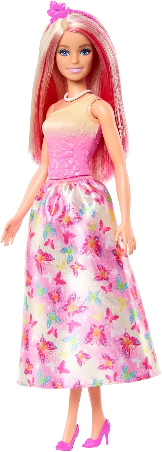 Barbie Muñeca real con cabello de fantasía rosa y rubio y accesorio...