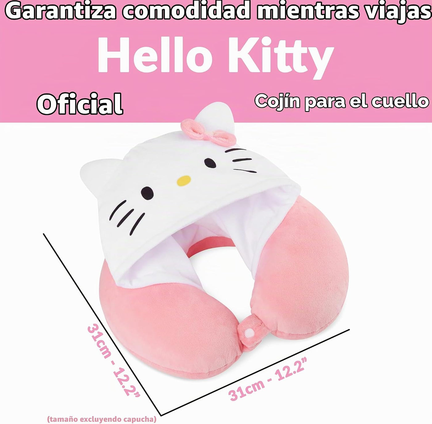Hello Kitty Almohada de viaje para niñas y adolescentes con capucha...