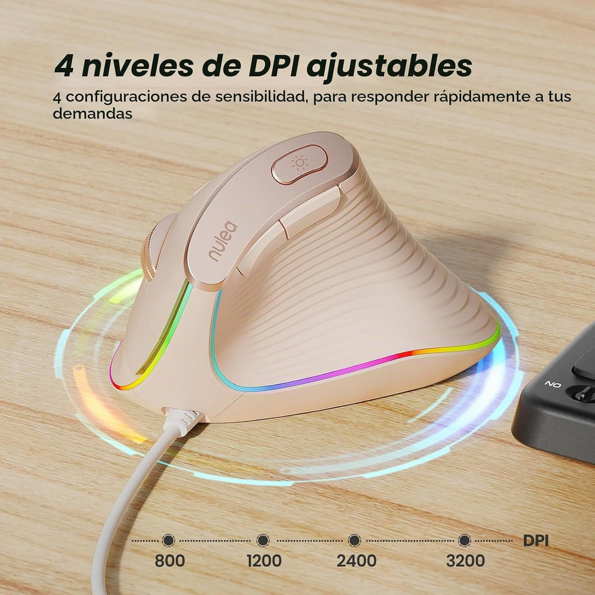 Nulea M504 Ratón vertical con cable, mouse óptico ergonómico USB co...