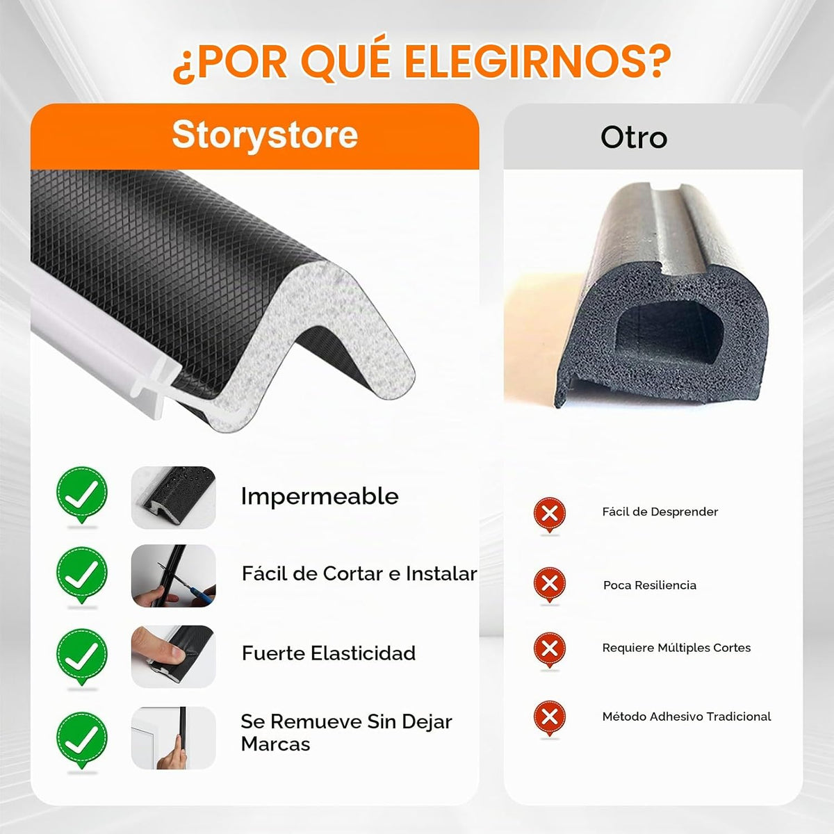 Storystore Burlete para puertas y ventanas de 6.1 m, sello de puert...