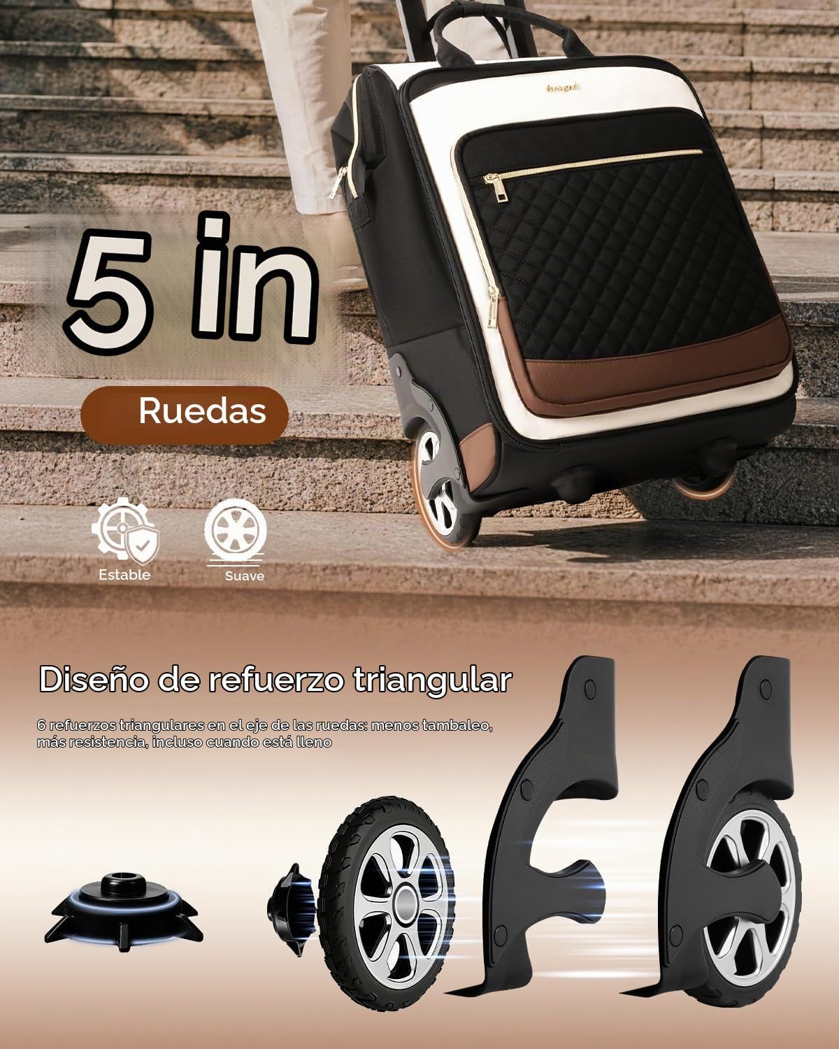 Arcoyard Mochila con ruedas para mujer, mochila de viaje de 16 pulg...