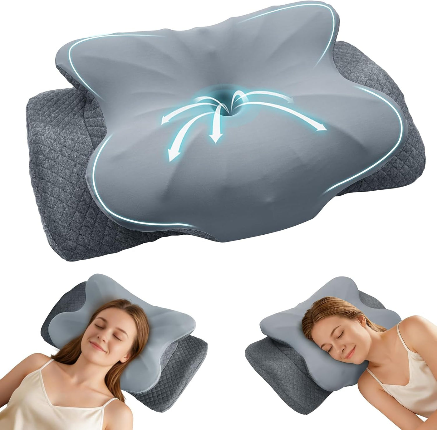 ZeroZillo Almohada cervical para dormir, almohada ergonómica de esp...