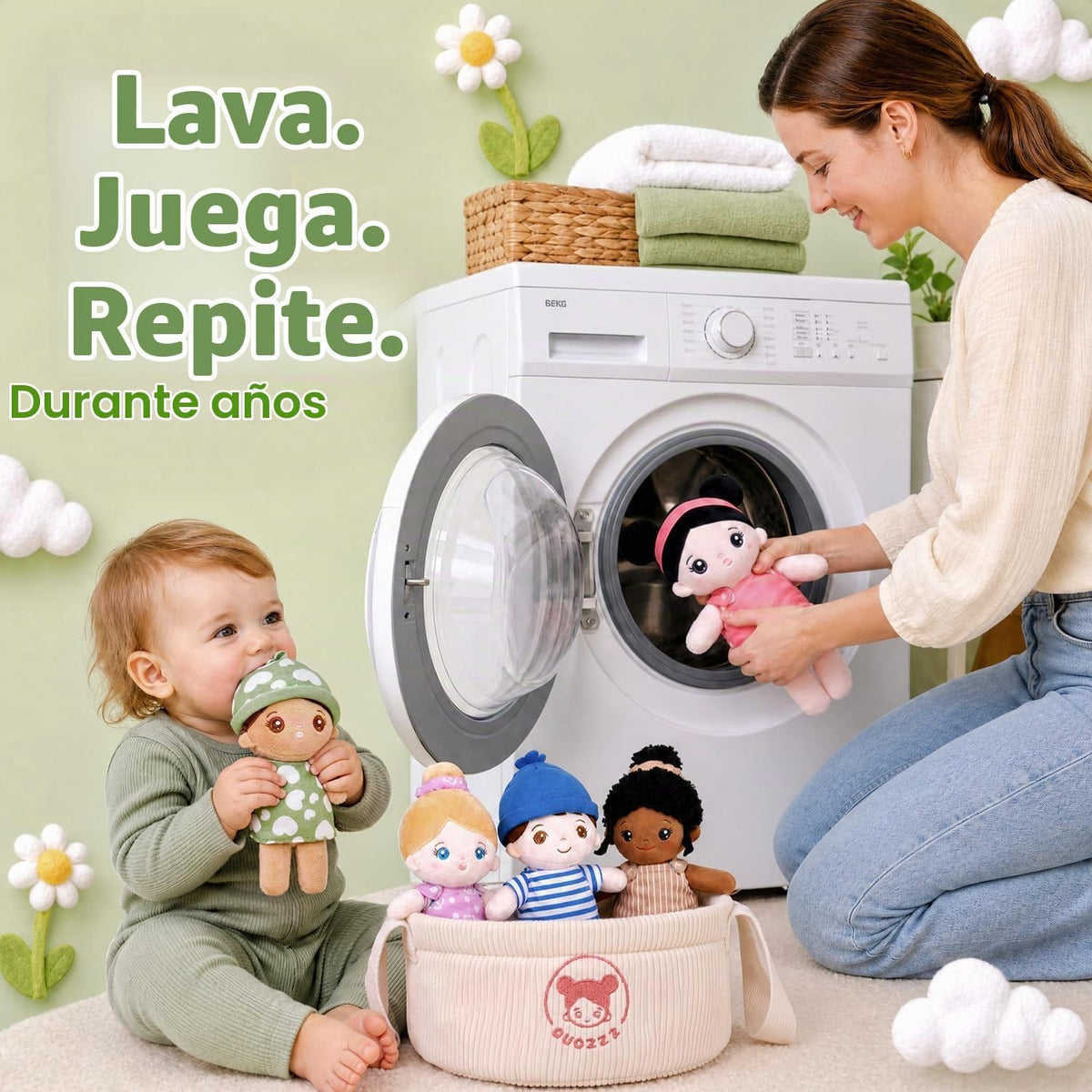 OUOZZZ Muñecas suaves para bebé, juego de 5 muñecas multiculturales...