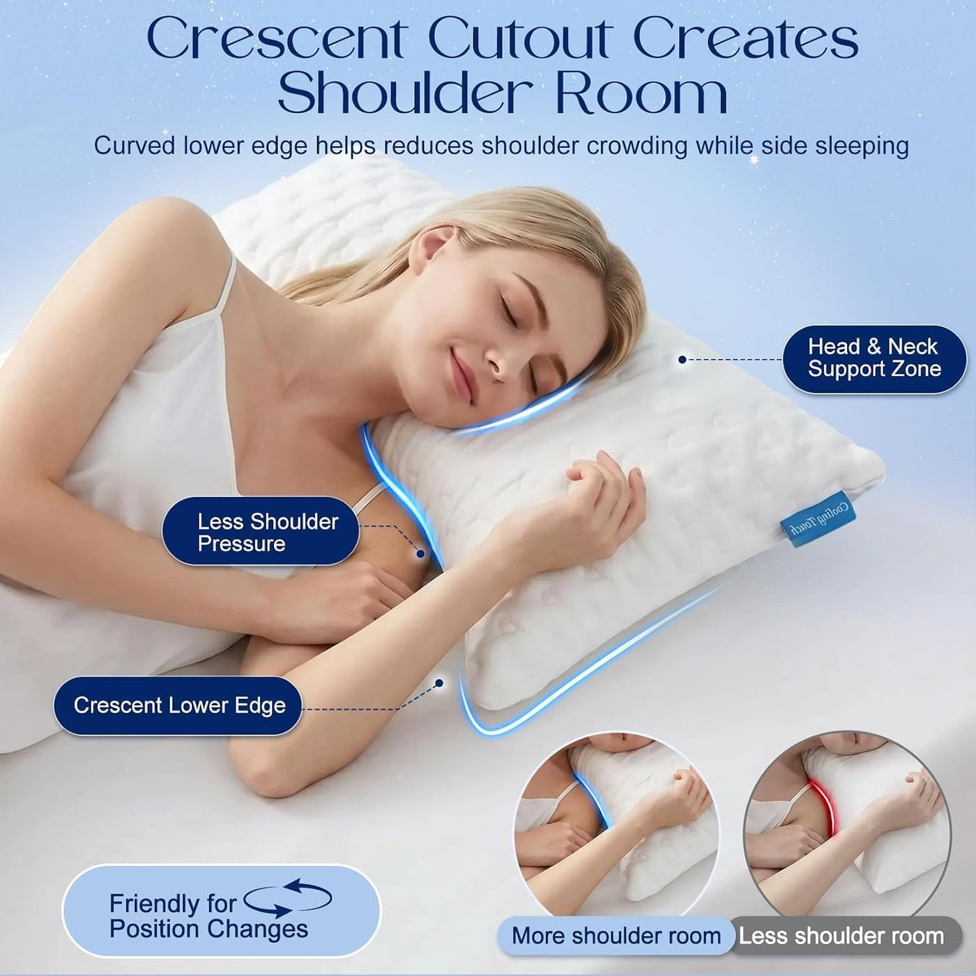 btasleeep Almohadas para dormir de lado para comodidad de cuello y...