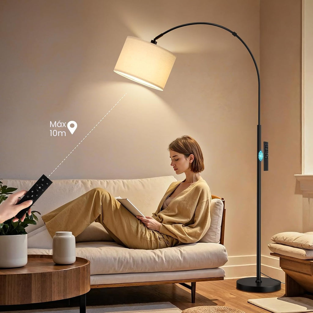 Ambimall Lámpara de pie de arco regulable de 70" con control re...