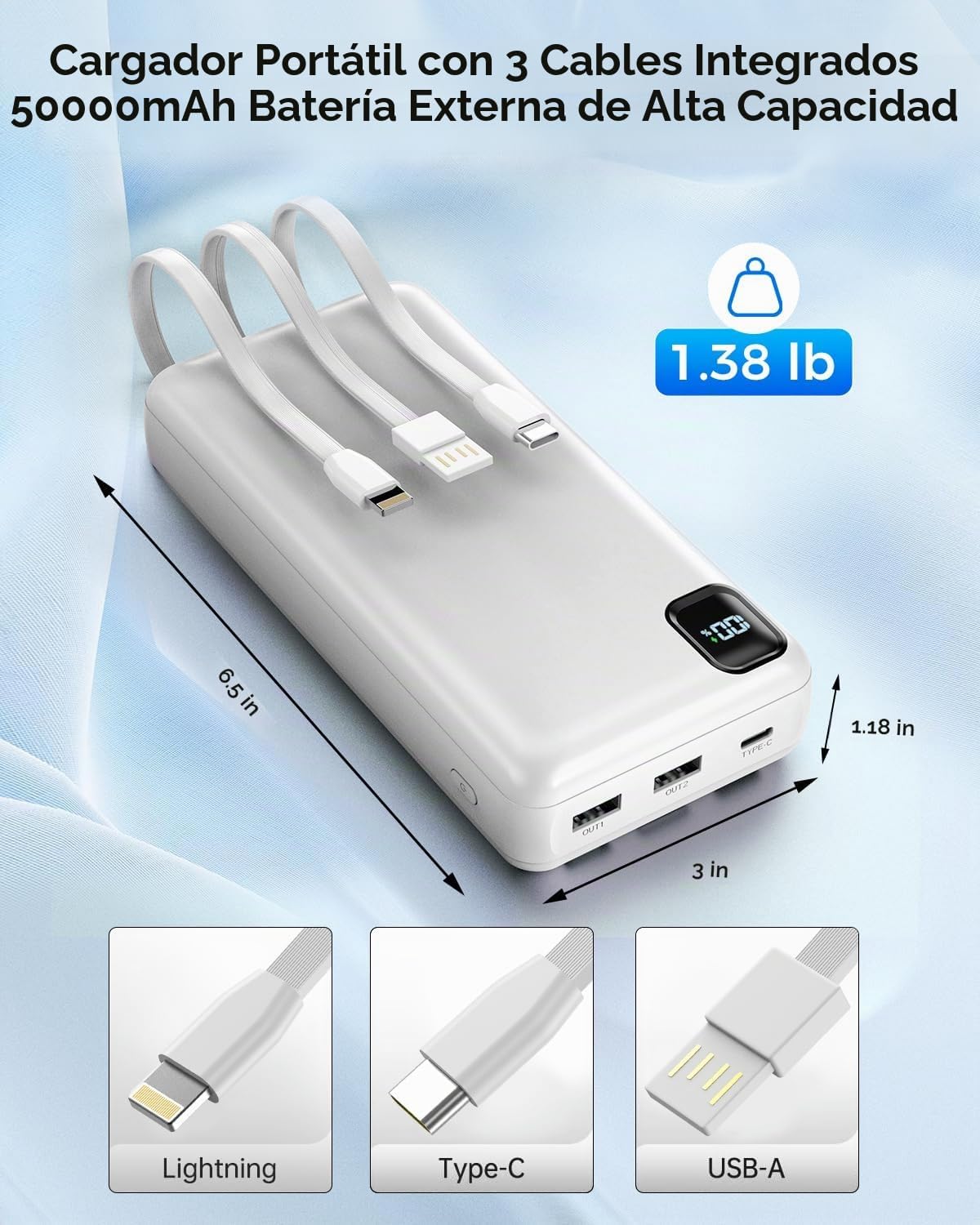 50000mAh 22.5W cargador portátil de carga rápida del banco del pode...