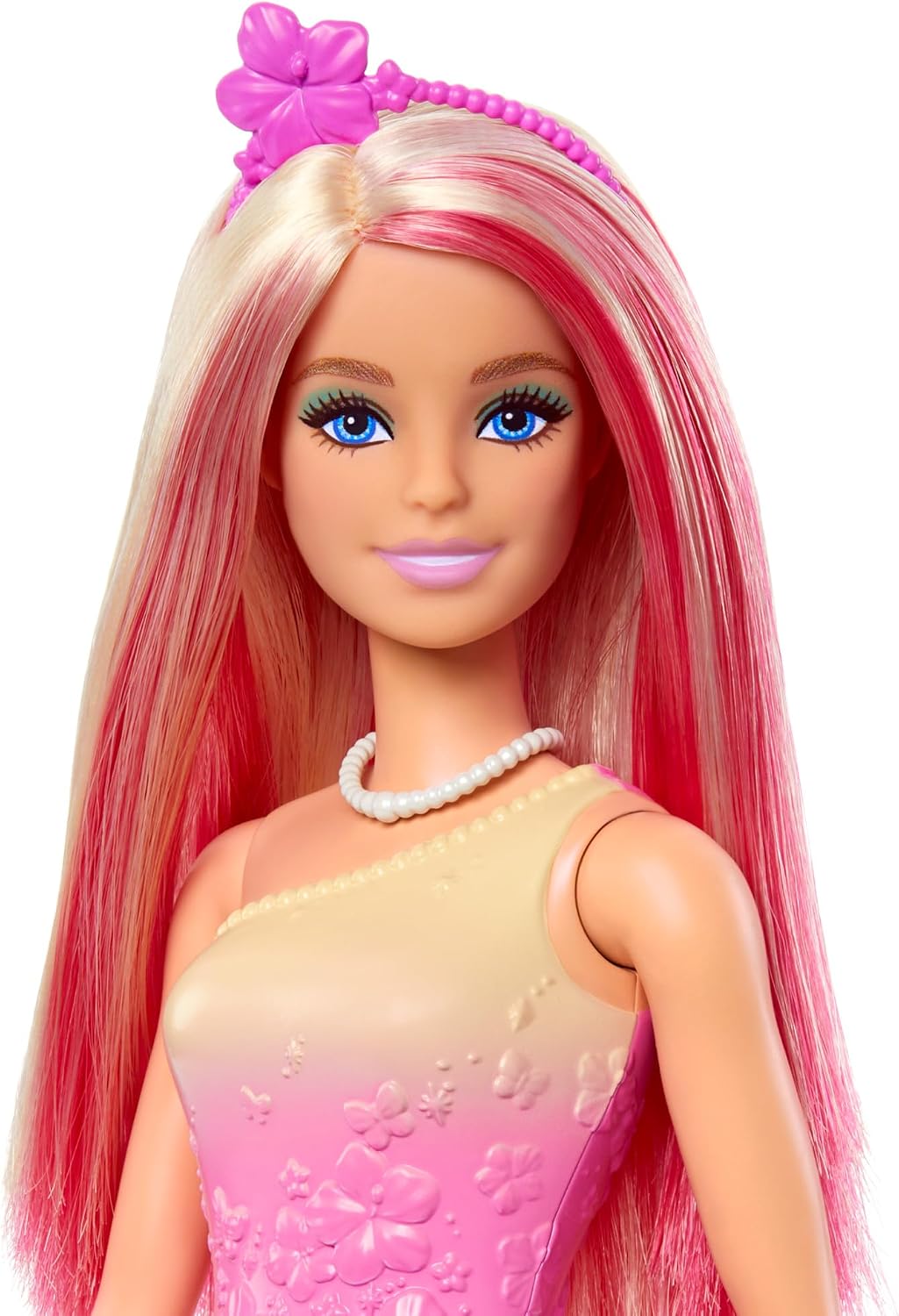 Barbie Muñeca real con cabello de fantasía rosa y rubio y accesorio...