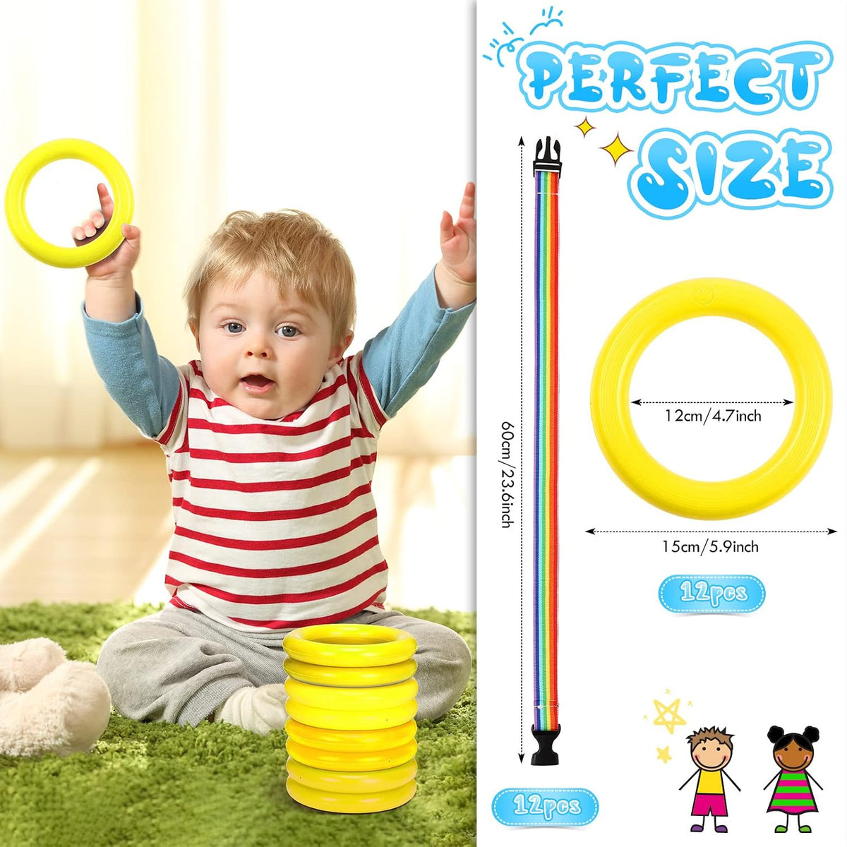 Tatuo Juego de 12 cuerdas para caminar para niños pequeños en edad...