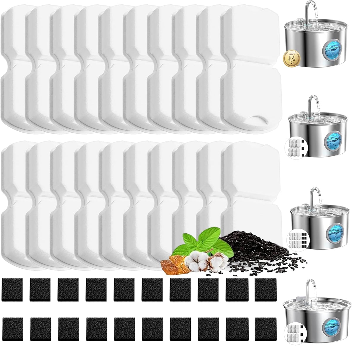 GIOTOHUN Filtros para fuente de agua para gatos: filtro de 40 fuent...
