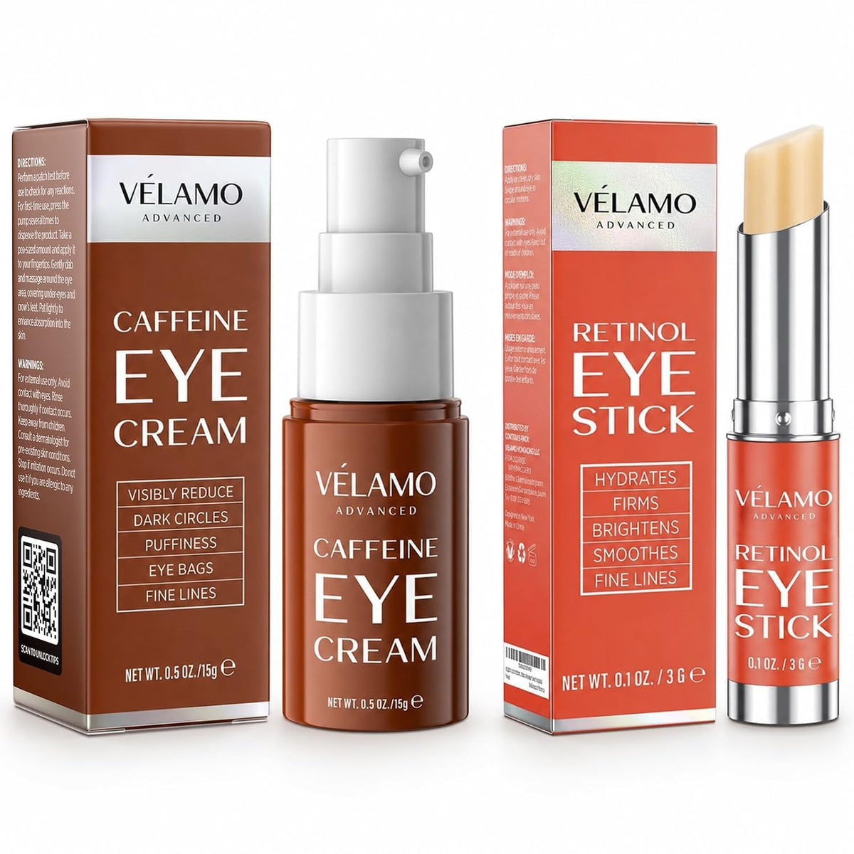 VELAMO ADVANCED Crema de ojos con cafeína y retinol Eye Stick Duo:...