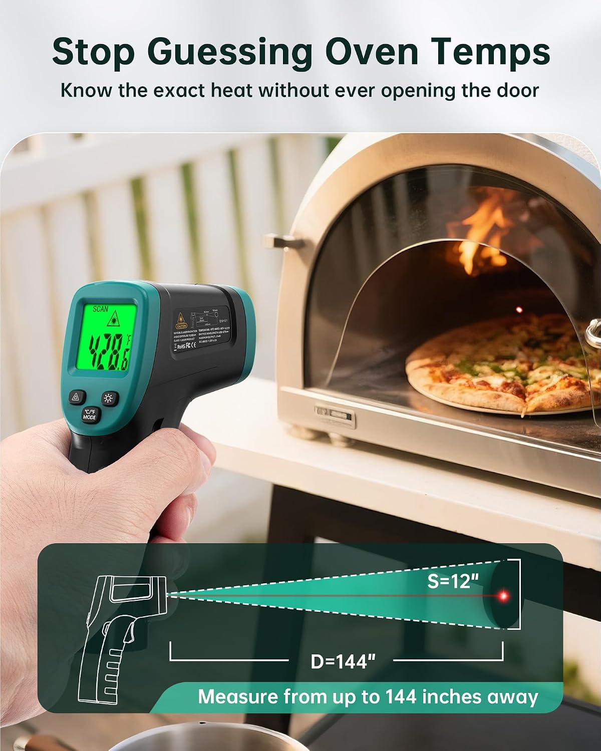 ERICKHILL ROOKCORE Termómetro infrarrojo -50 ℃ ~ 600 ℃ Emisividad a...