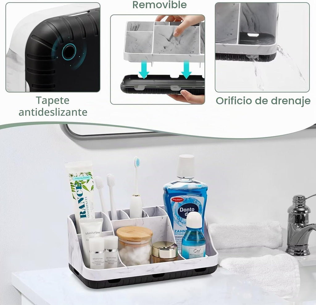 GFWARE Organizador de Encimera de Baño de Mármol - 7 Ranuras Desmon...