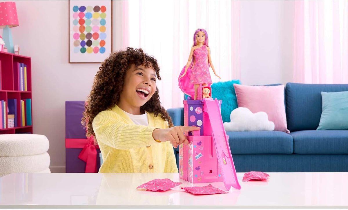 Barbie Muñeca y accesorios Rise &amp; Surprise | Muñeca de moda, se...