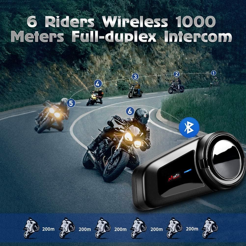 QSPORTPEAK M2 - Kit de intercomunicación Bluetooth para casco de mo...