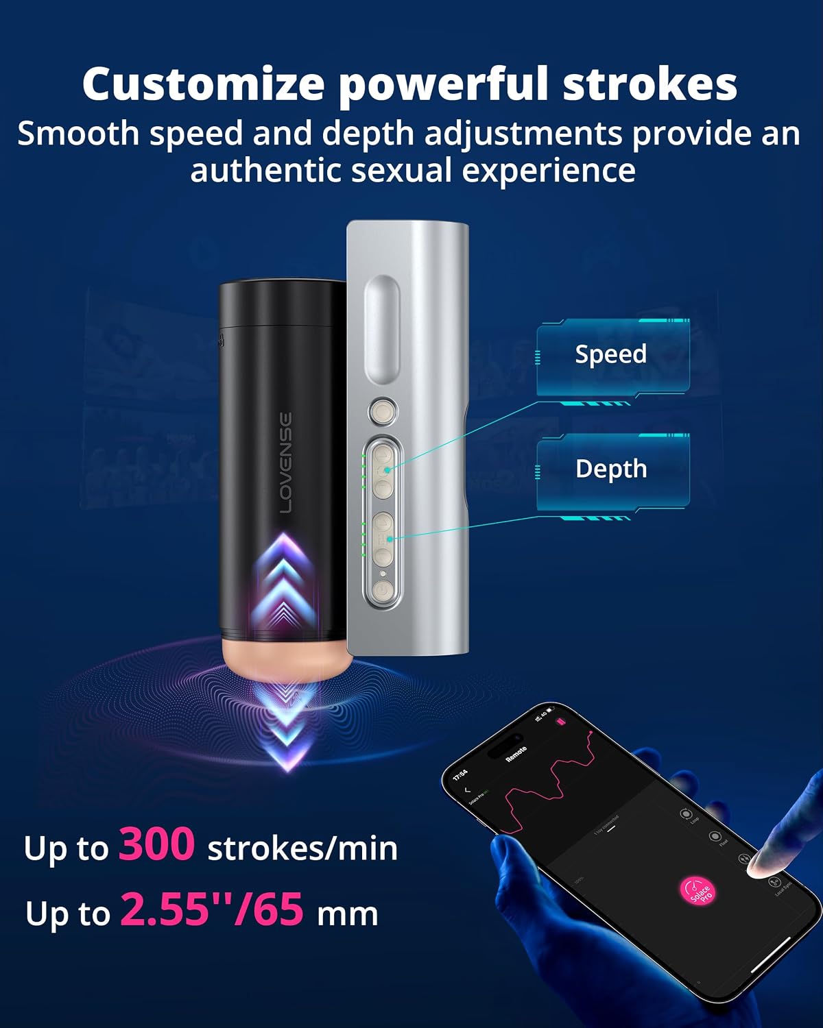 LOVENSE Solace Pro Masturbador masculino automático de empuje máqui...