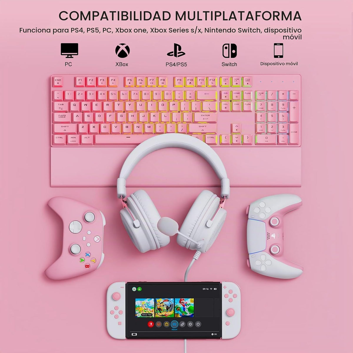 EKSA Auriculares para juegos con cable E900 con micrófono para PS4,...