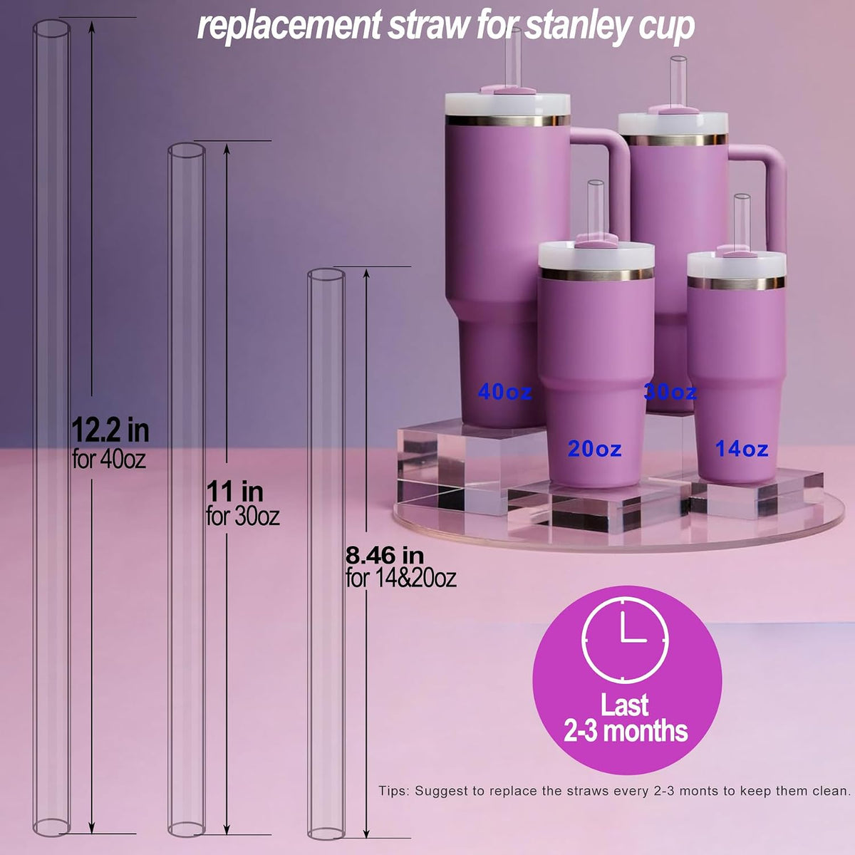 Paquete de 12 pajitas para Stanley Cup 40 OZ