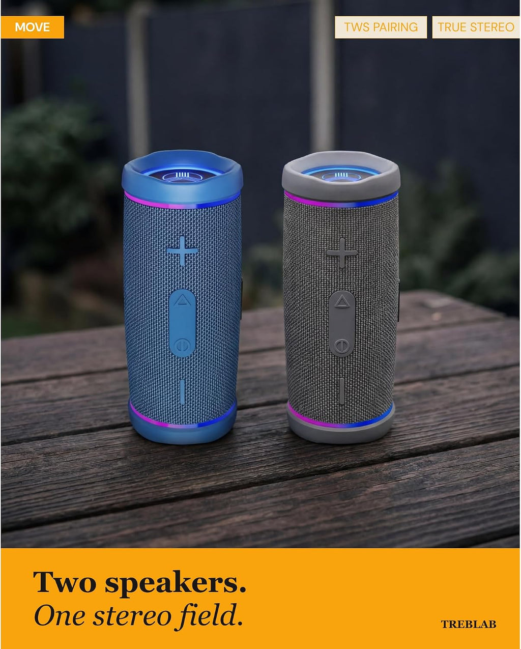 TREBLAB HD77 Altavoz Bluetooth impermeable, graves profundos de 30...
