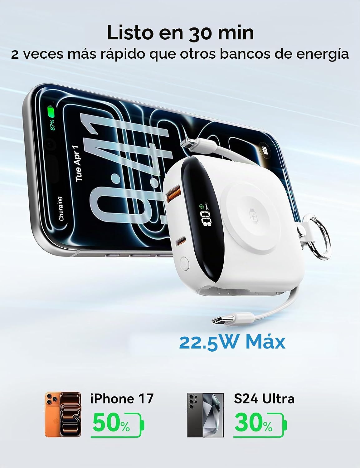 BLJIB Cargador portátil 10000mAh 22.5W Banco de energía incorporado...