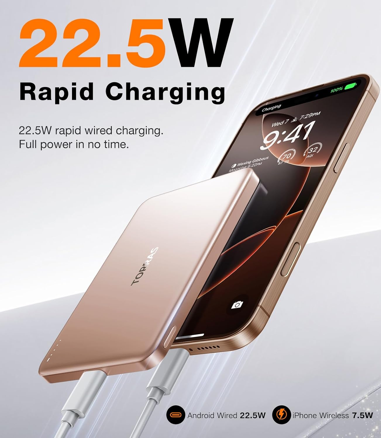 TORRAS MiniMag Power Bank, cargador portátil inalámbrico magnético...