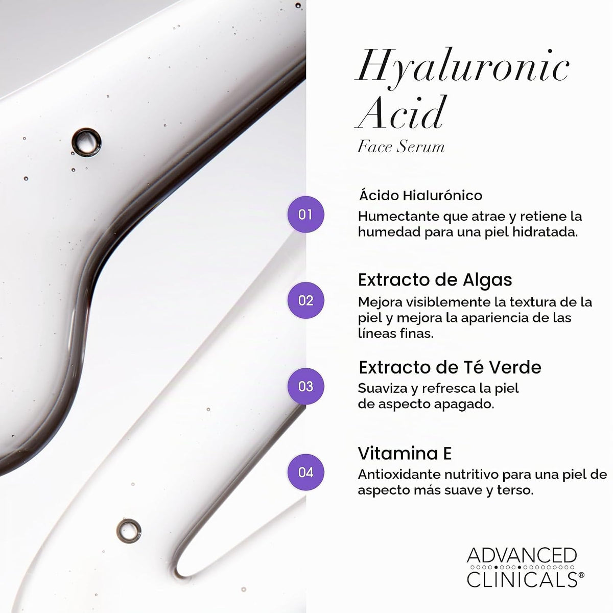 Advanced Clinicals Suero facial hidratante de ácido hialurónico + s...