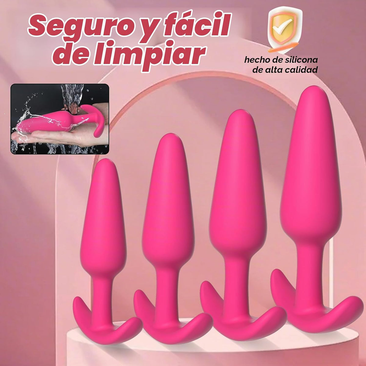 URZZAN Juego de 4 piezas de tapones anales de silicona para princip...