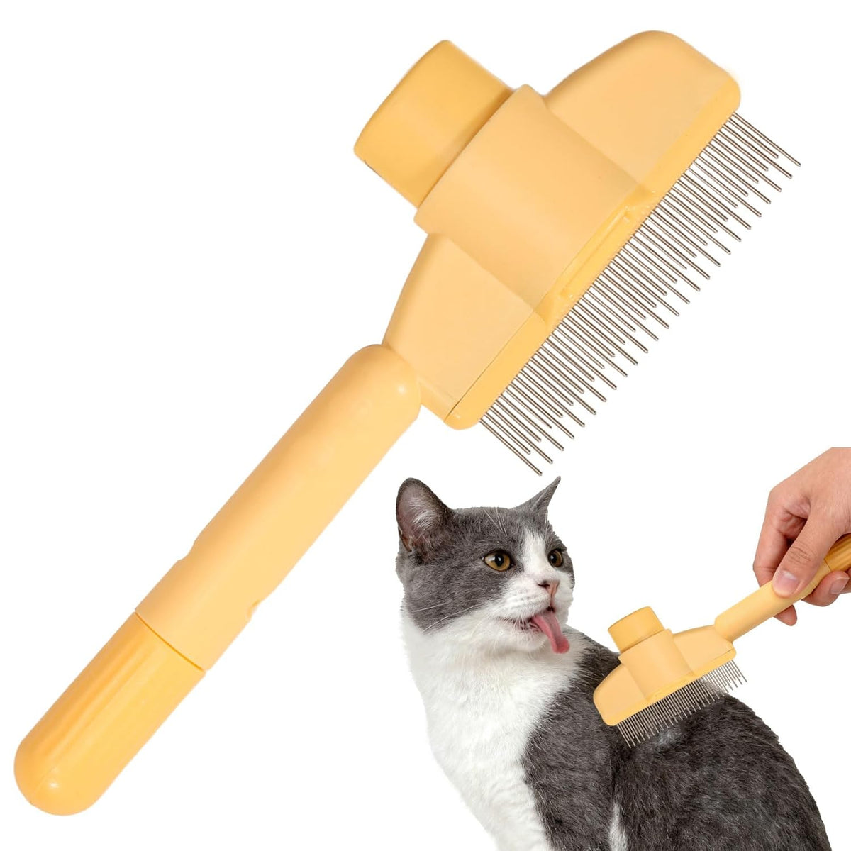 MeowAroma Peine para perros y gatos con botón de liberación, herram...
