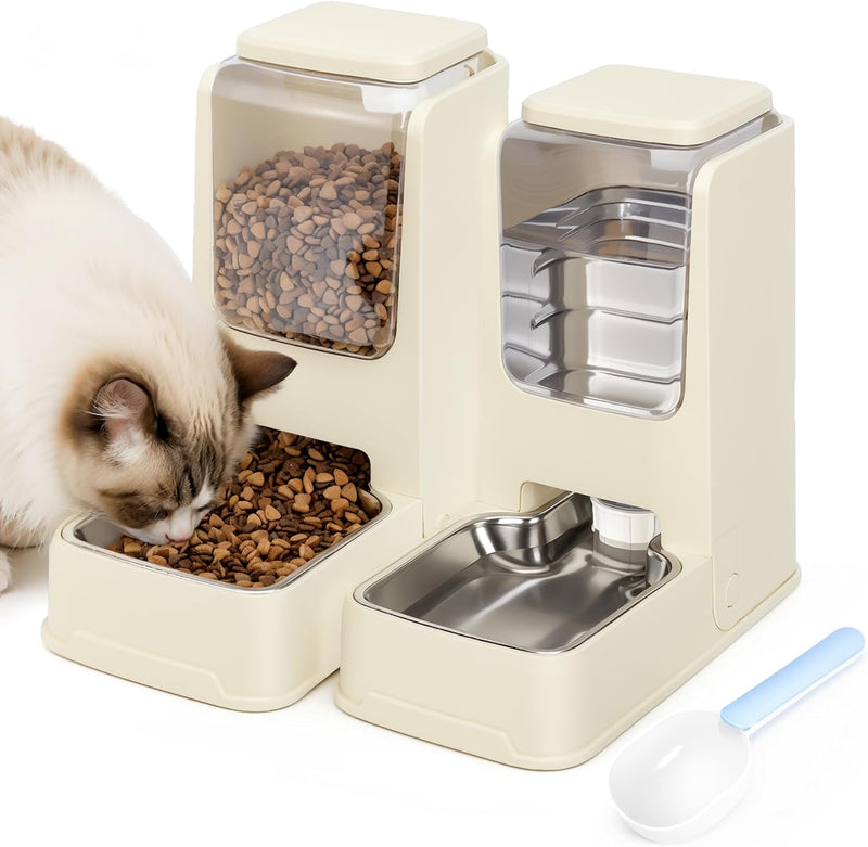 Paquete de 2 alimentadores automáticos para gatos, dispensador de a...