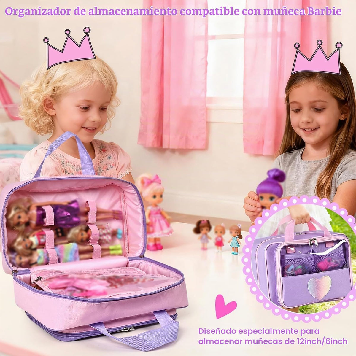 Craflakow Funda de transporte compatible con muñecas Barbie de 12 p...