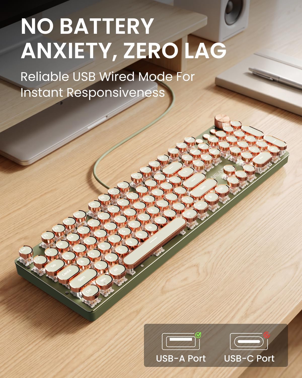 Teclado mecánico estilo máquina de escribir EWEADN, teclados de máq...