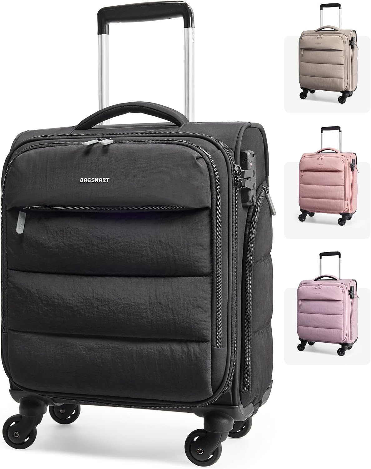 BAGSMART Equipaje de mano para debajo del asiento aprobado por aero...