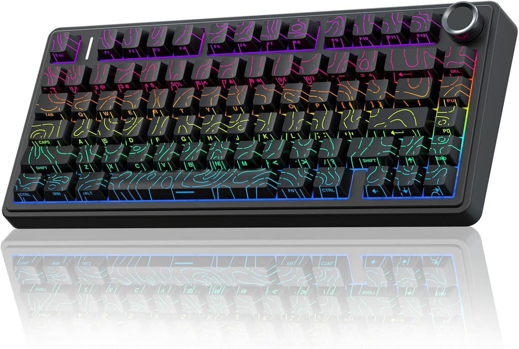AULA F75 Pro Teclado mecánico inalámbrico con perilla, 75% teclados...