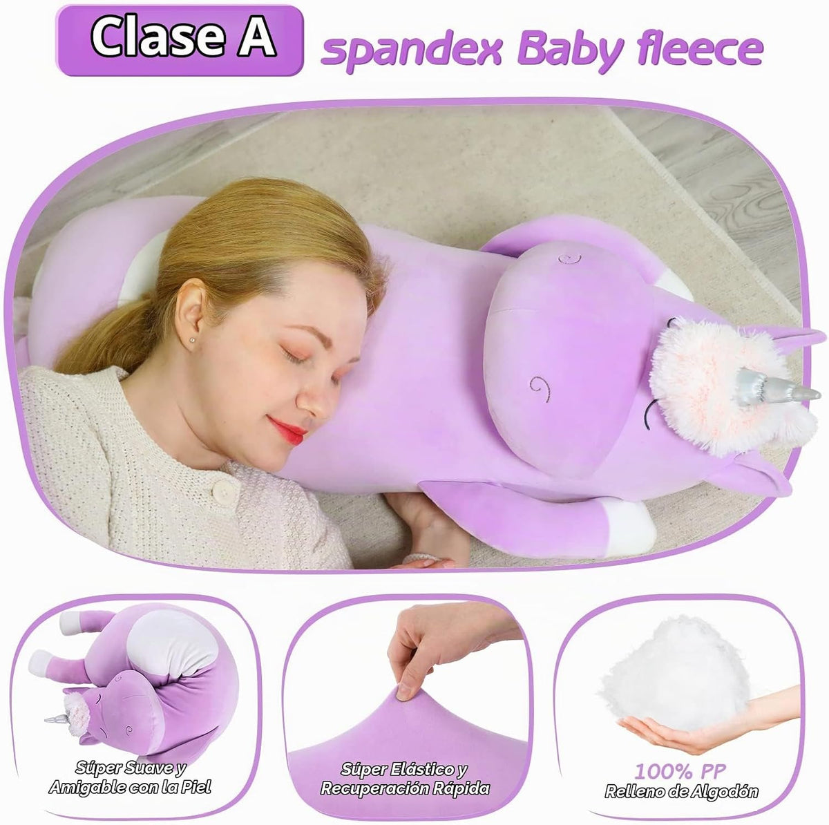 MorisMos Gran Animal de Peluche de Unicornio de 3 pies, Almohada de...