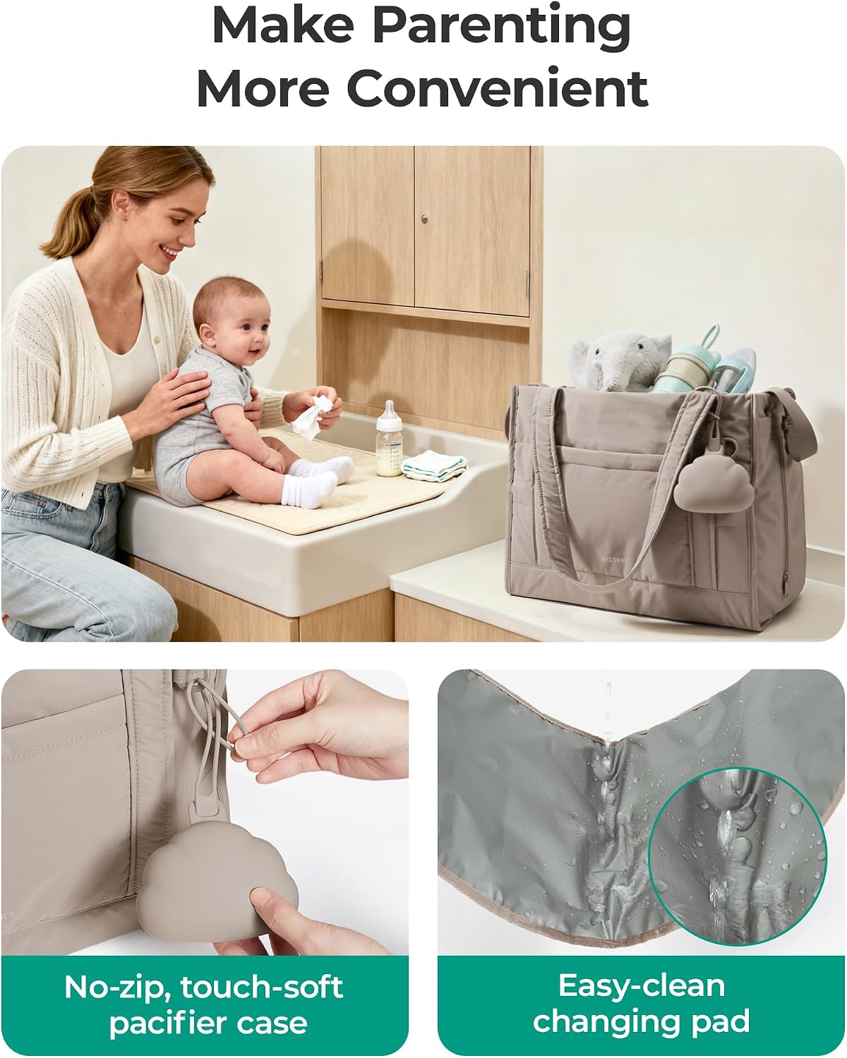 BAGSMART Bolsa de pañales ligera para viajes, trabajo | Funda para...