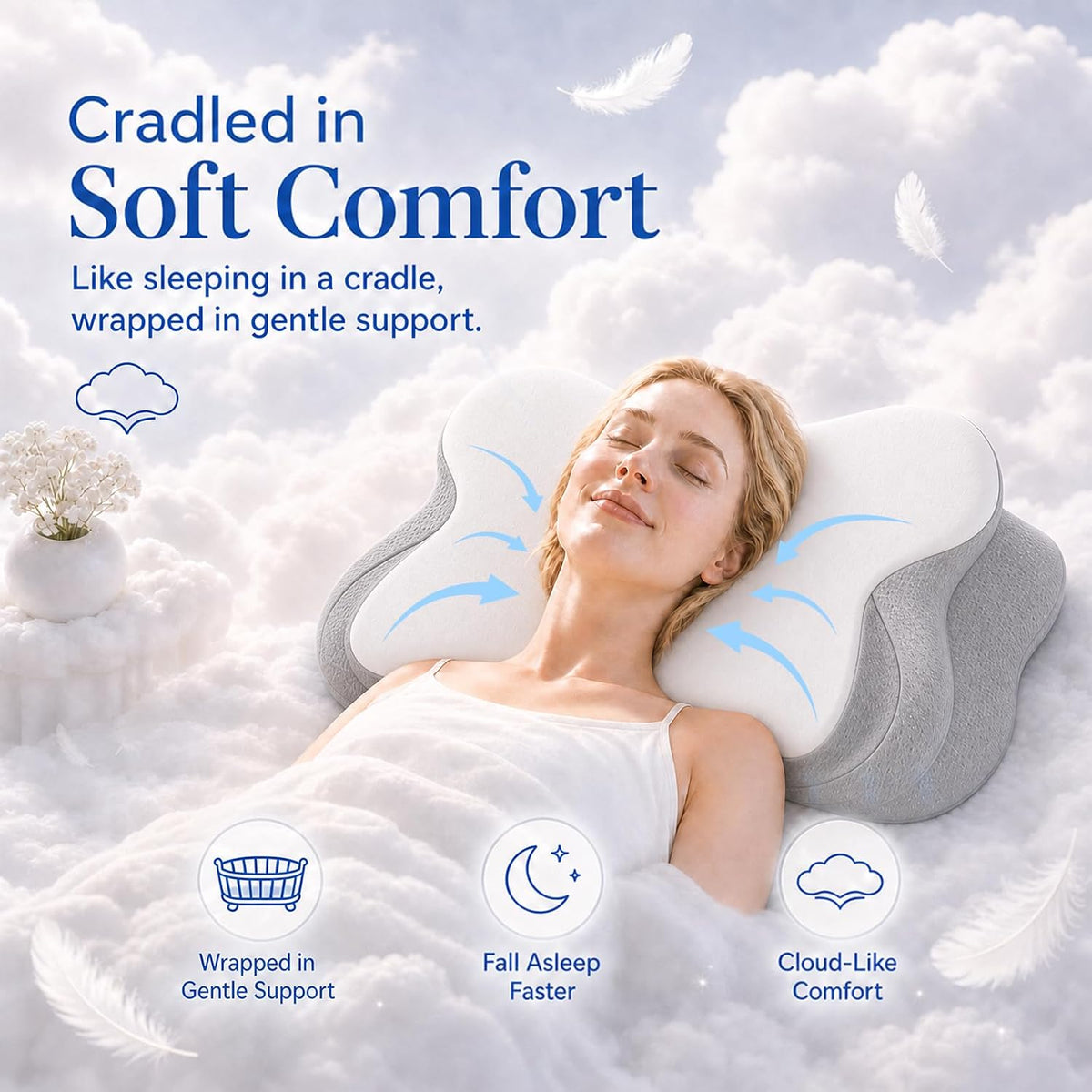 COMFORLAY Almohada cervical de espuma viscoelástica no tóxica sin t...