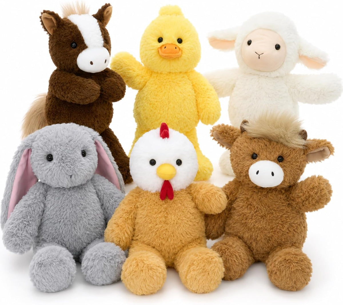 MaoGoLan Juego de 6 juguetes de peluche de animales de granja de 14...
