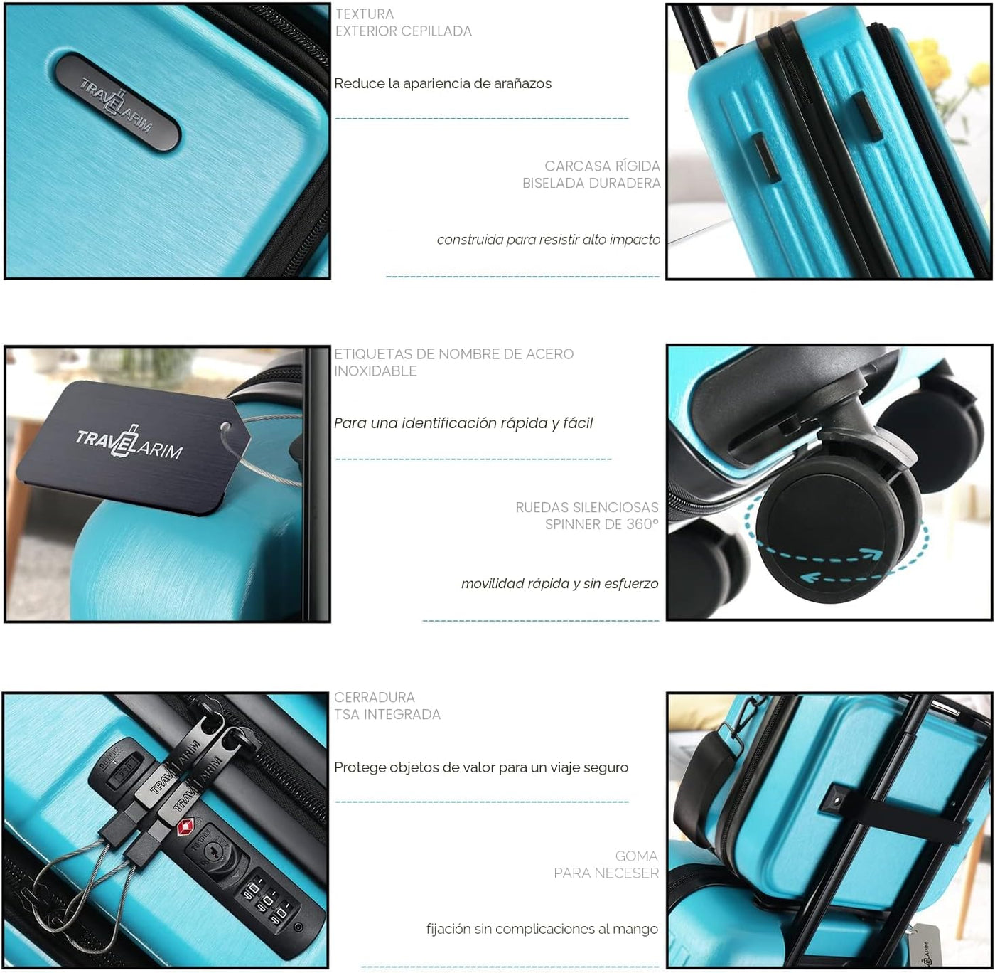 TRAVELARIM - Maleta de mano de 20 pulgadas, 22 x 14 x 9 pulgadas, a...