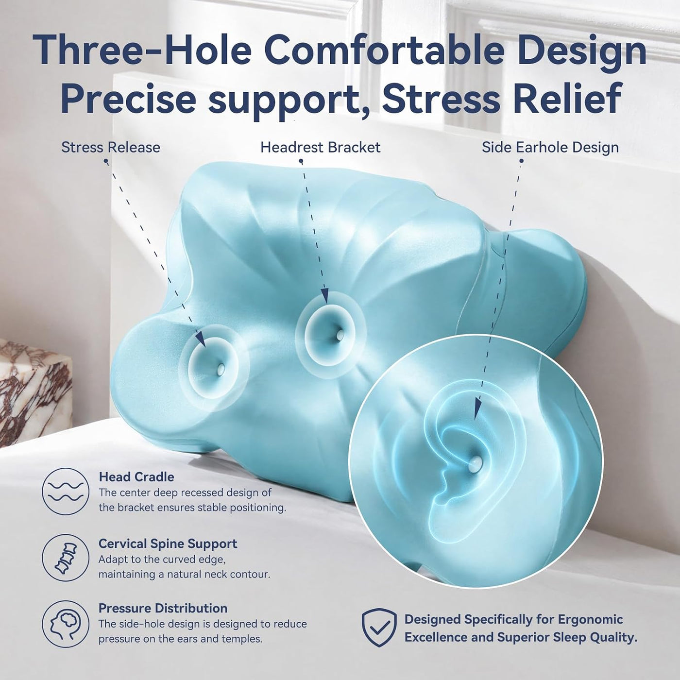 ANYNEST Almohada cervical para dormir, almohada cervical con diseño...