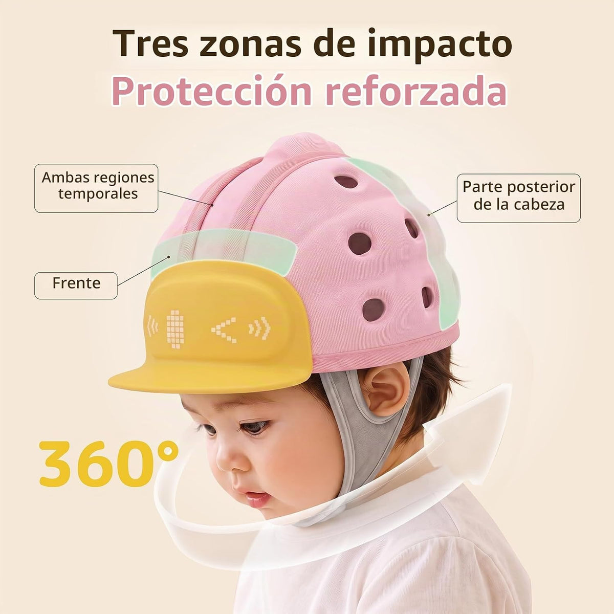 Buoydas Casco protector de cabeza de bebé, protector de cabeza de b...
