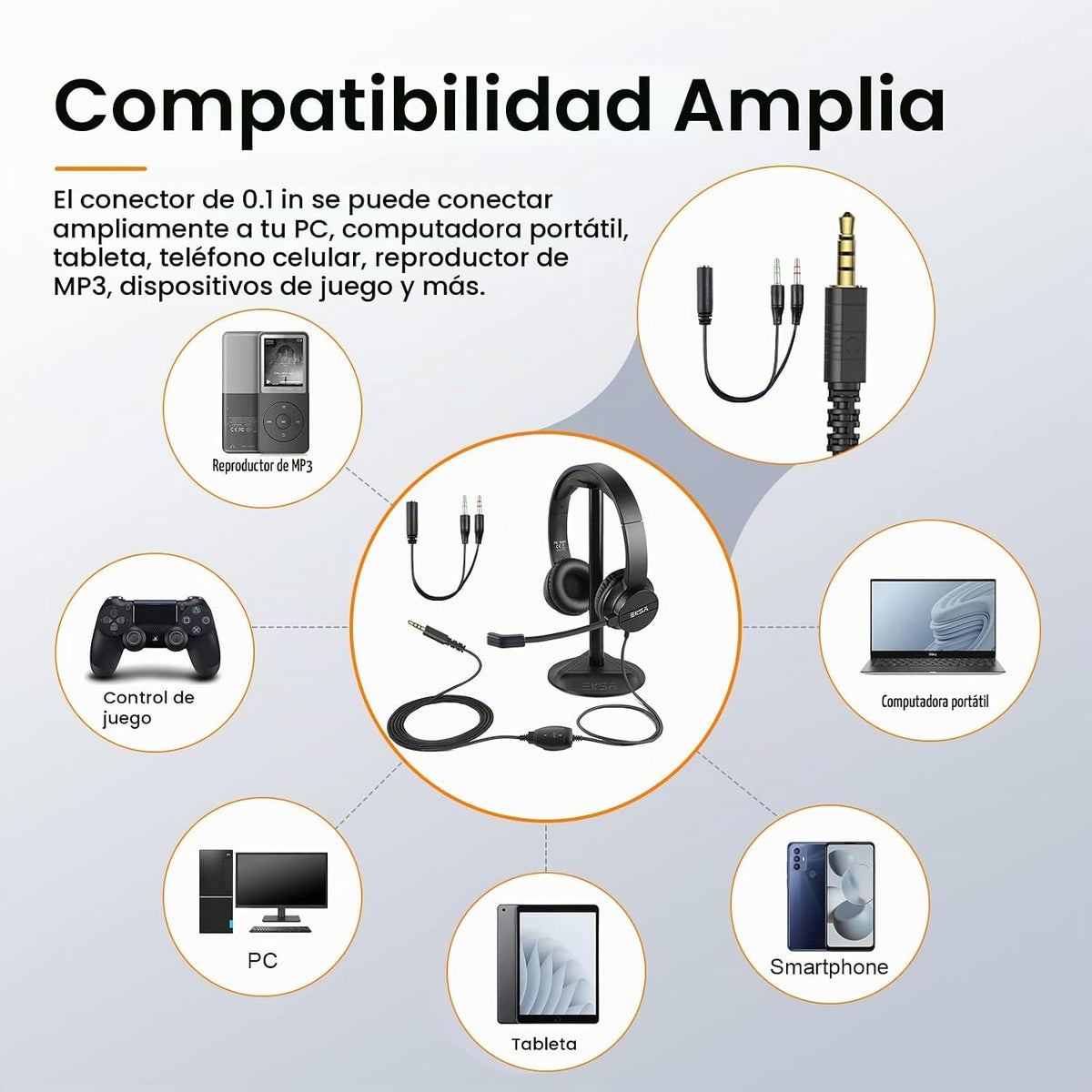 Auriculares con micrófono para laptop, auriculares con cable de 0.1...