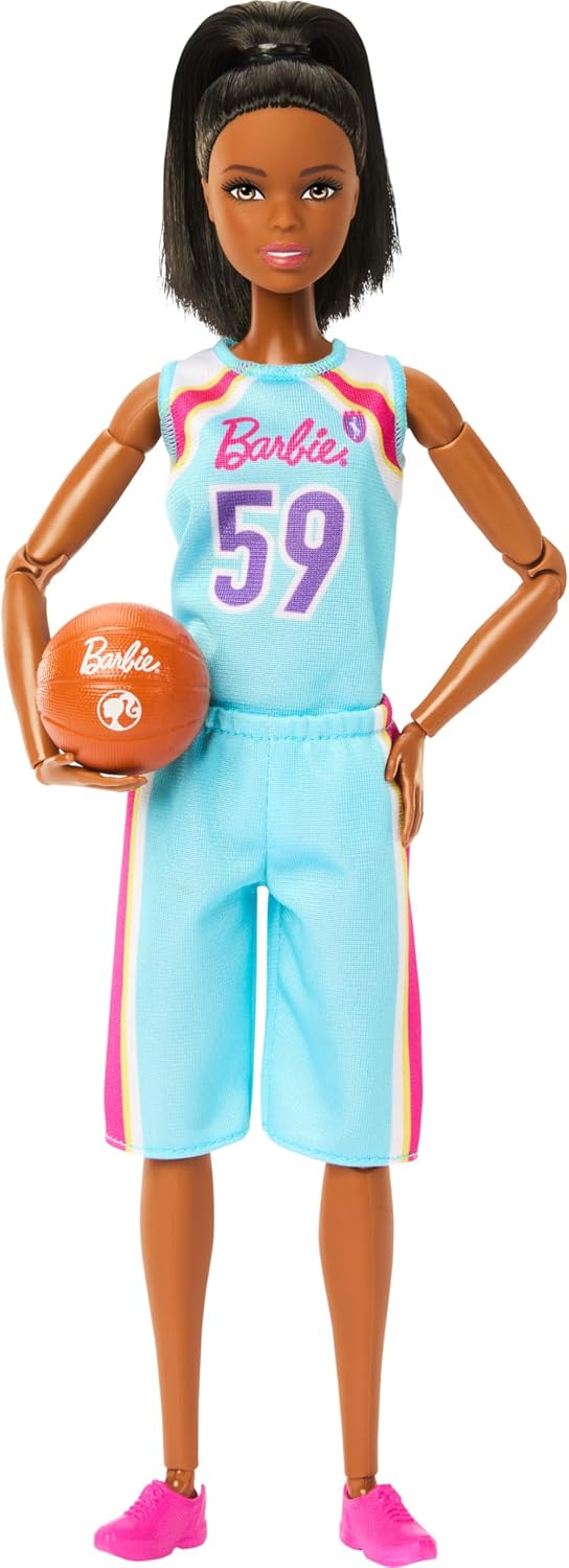Muñeca Barbie Made to Move y accesorios, jugadora de baloncesto mor...