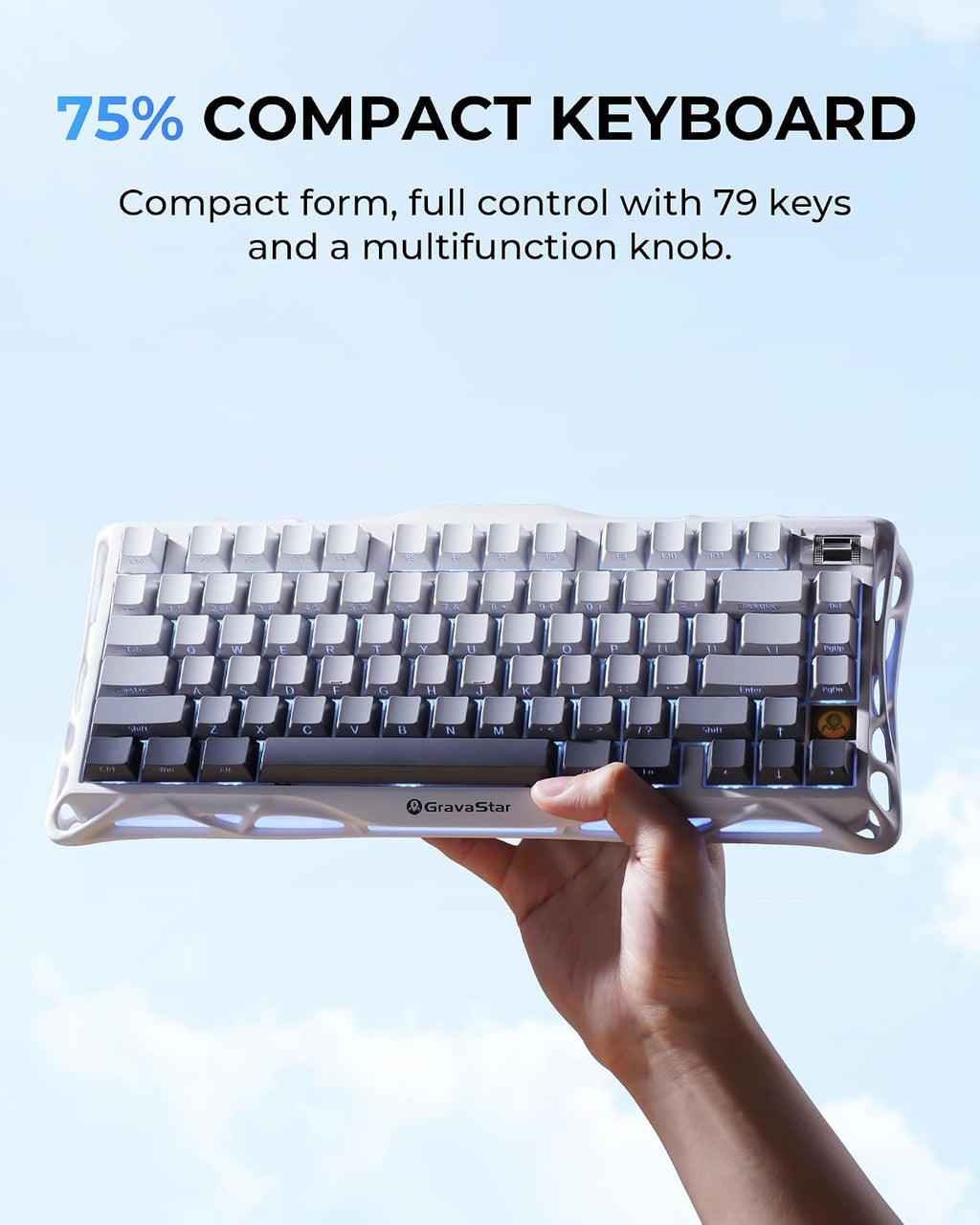 GravaStar Mercury K1 75% teclado mecánico inalámbrico para juegos,...