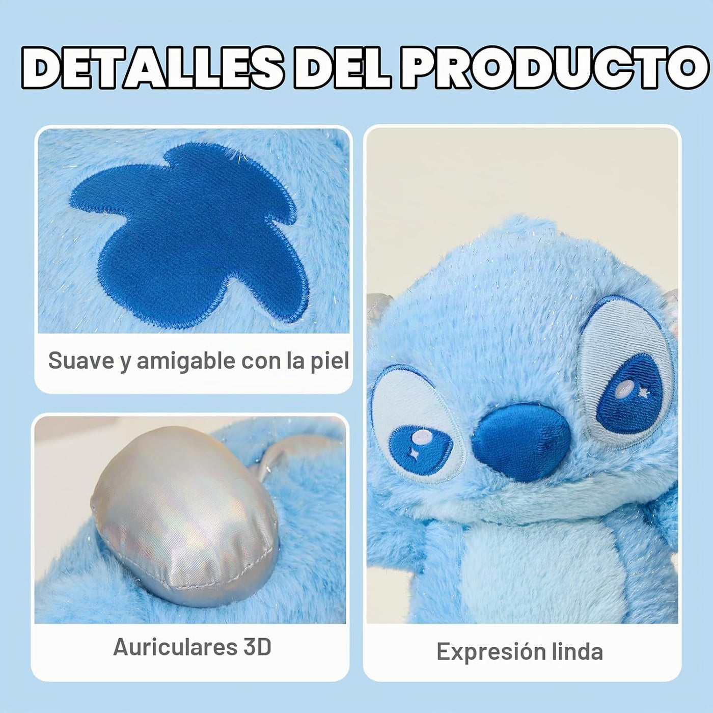 MINISO Peluche de Disney Stitch de 11.5 pulgadas, peluche de puntad...