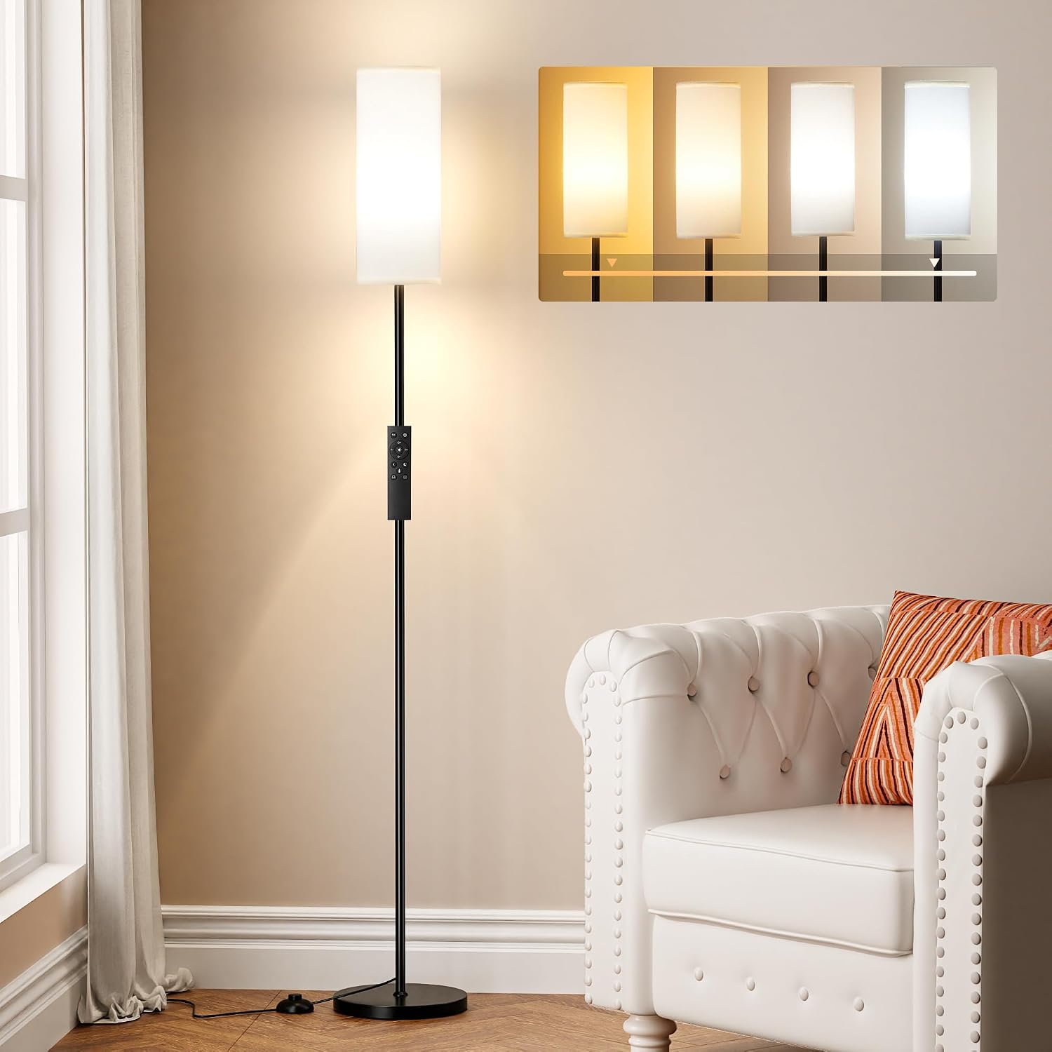 Ambimall - Lámpara de pie moderna para sala de estar, dormitorio y...