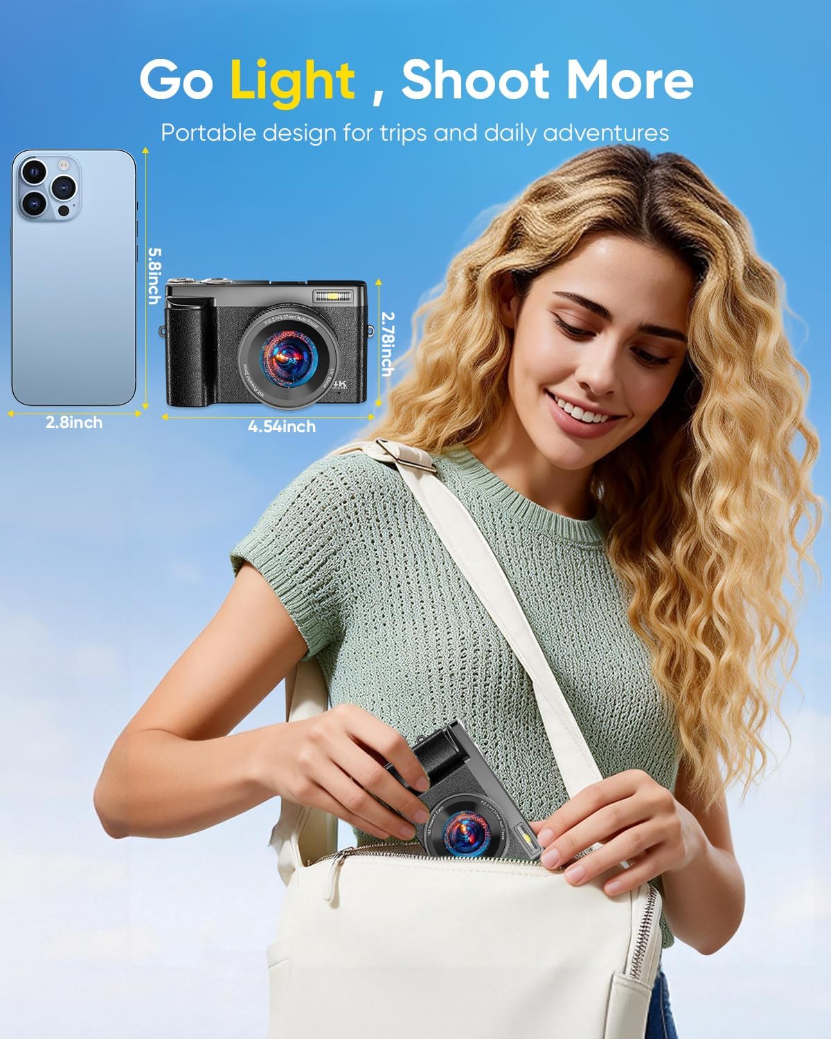 Cámara digital 4K mejorada 2026 de 64 MP WiFi con pantalla abatible...