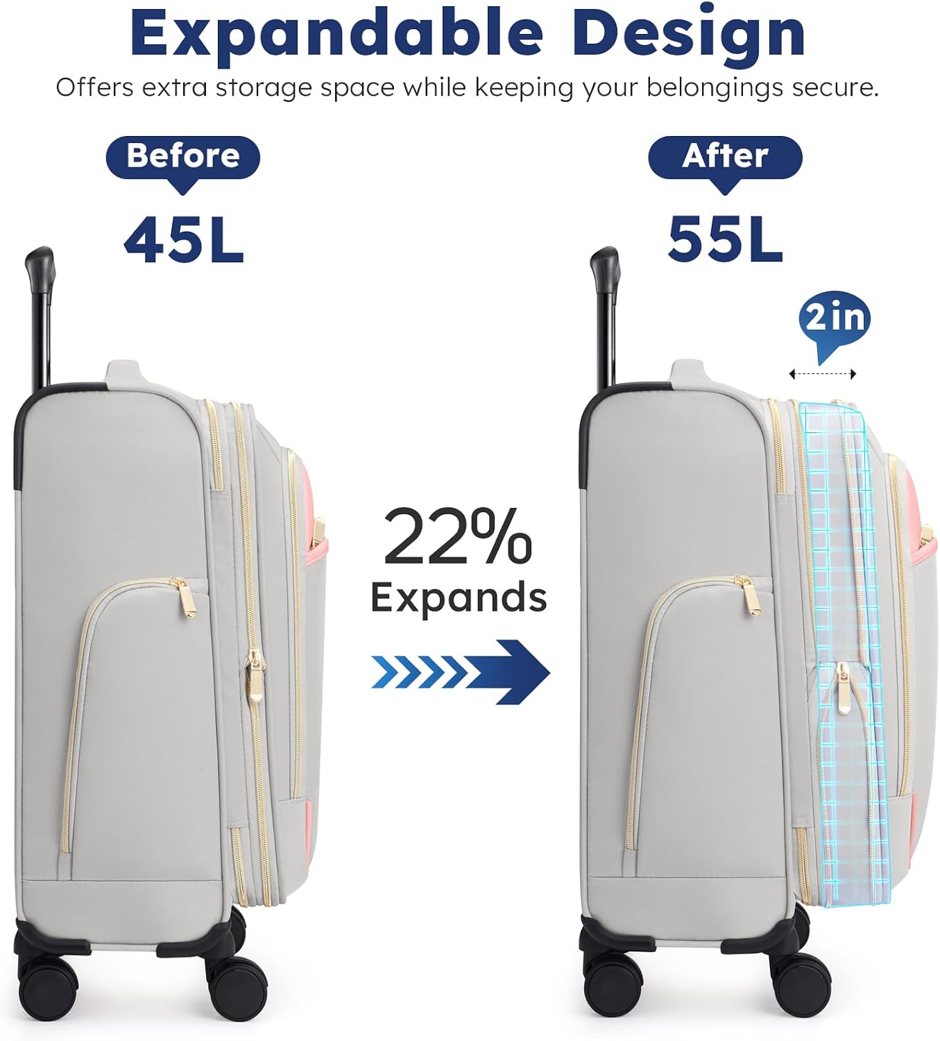 Softside - Maleta de mano expandible con apertura superior de 20 pu...